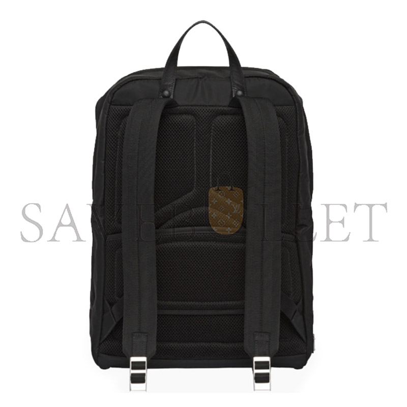 PRADA BLACK RE-NYLON AND SAFFIANO LEATHER BACKPACK 2VZ028 (43*29*16cm) 